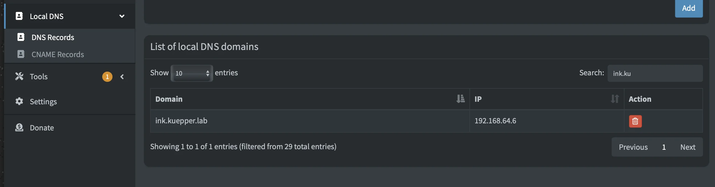 piHole local dns